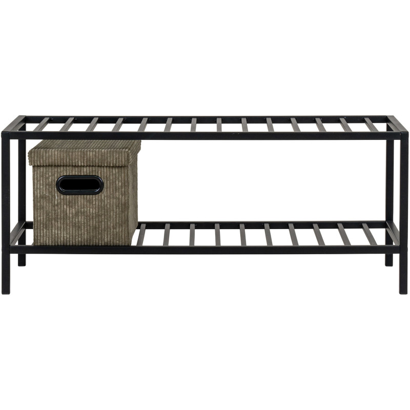 Étagère à chaussures moderne 2 niveaux Métal Noir Vita 