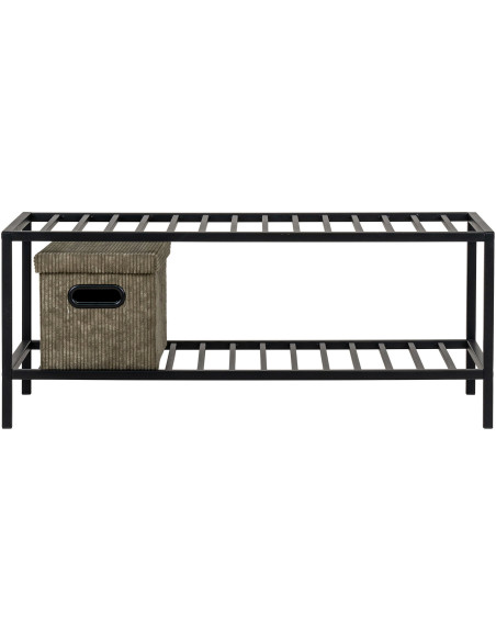 Étagère à chaussures moderne 2 niveaux Métal Noir Vita 