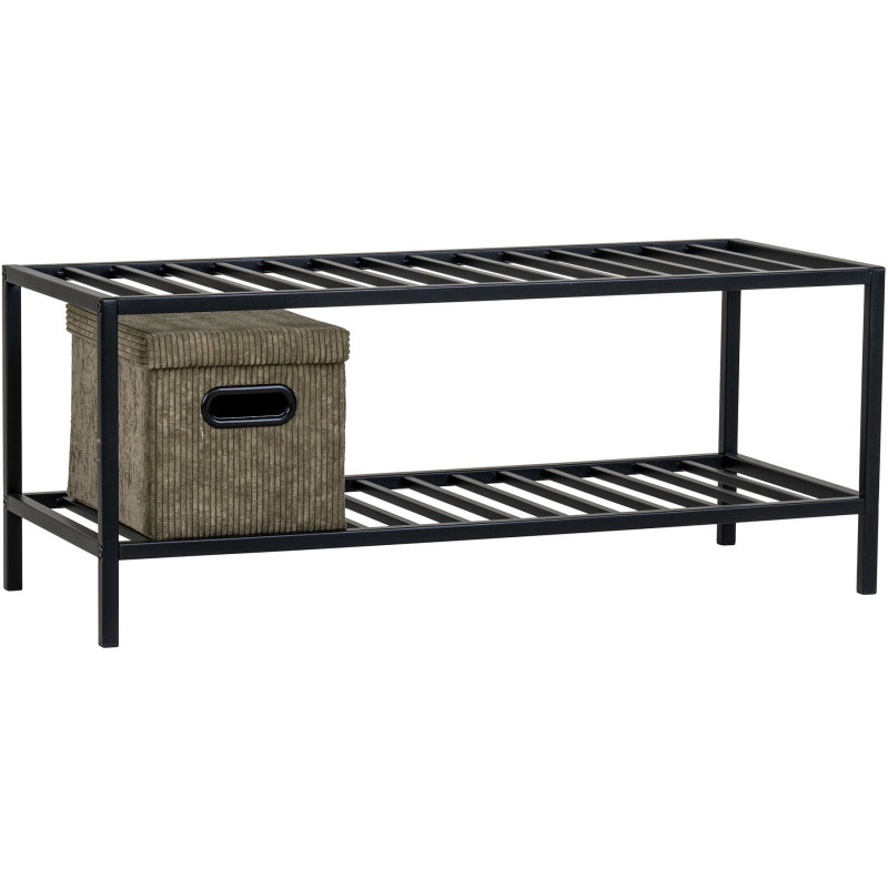 Étagère à chaussures moderne 2 niveaux Métal Noir Vita 