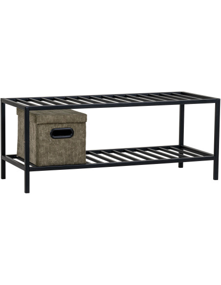 Étagère à chaussures moderne 2 niveaux Métal Noir Vita 