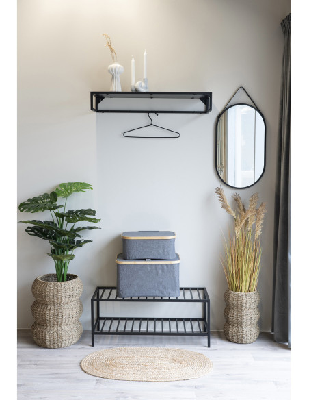 Étagère à chaussures moderne 2 niveaux Métal Noir Vita 