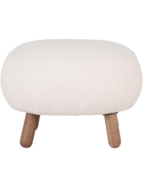 Repose pieds original Bouclette Tissu Blanc Bouclé Bois d'hévéa Marron Savona 