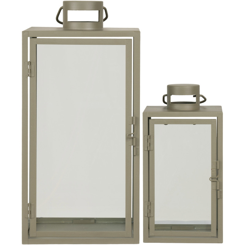 Lanterne Photophore pour bougie Métal Vert Verre Transparent Corfu (Lot de 2) 