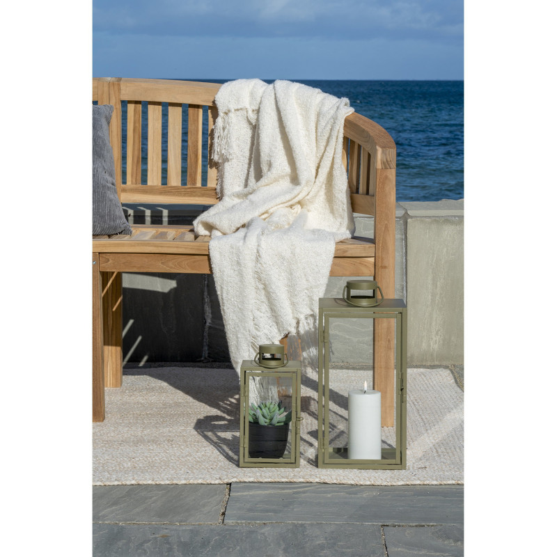 Lanterne Photophore pour bougie Métal Vert Verre Transparent Corfu (Lot de 2) 