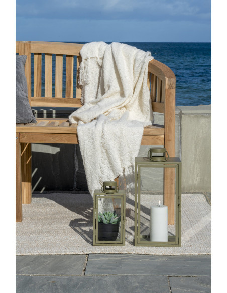 Lanterne Photophore pour bougie Métal Vert Verre Transparent Corfu (Lot de 2) 