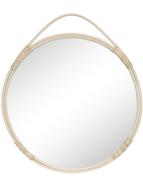 Miroir murale moderne à suspendre Rond 50x50 Rotin Naturel Malo 
