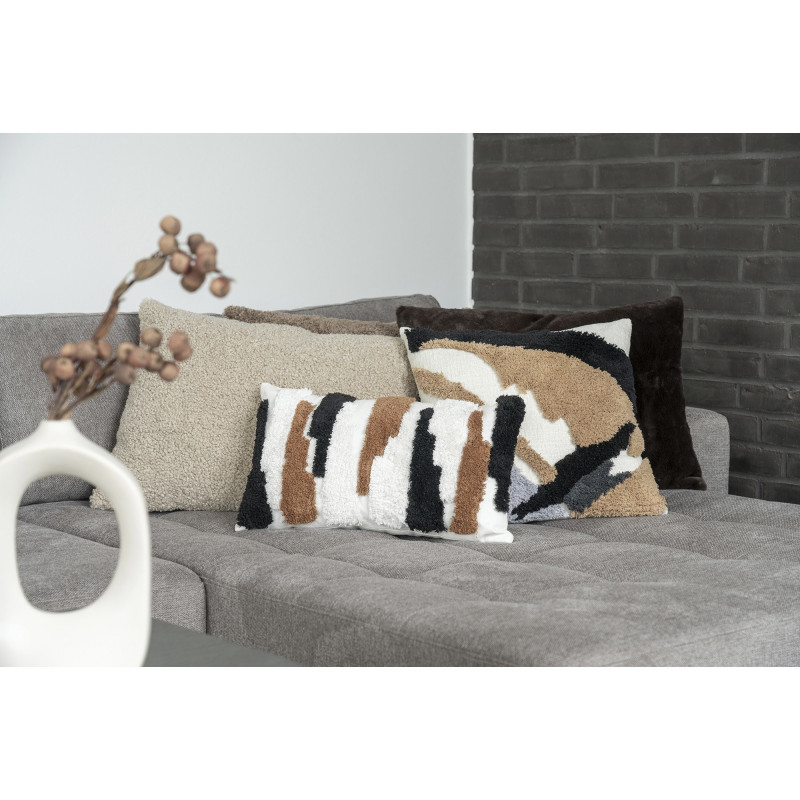 Grand Coussin bouclette Rectangulaire 60x45 Tissu Gris clair Bouclé Tavira 