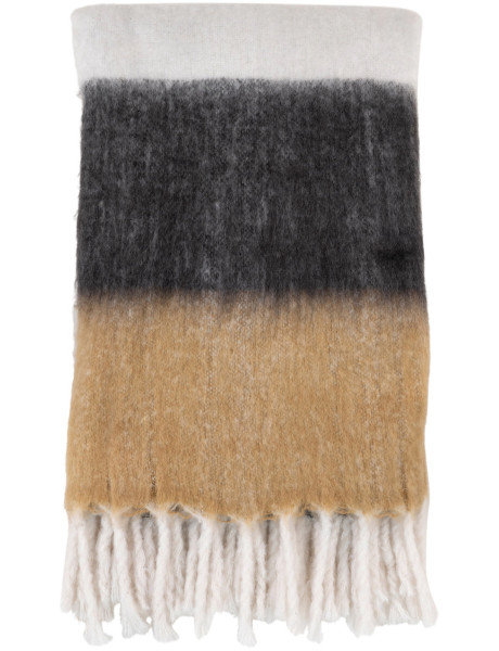 Plaid 130x170 cm laine mélangée dégradé écru noir camel Sintra 