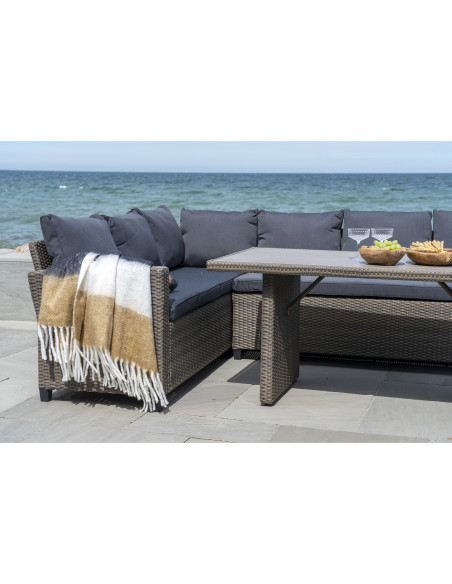 Plaid 130x170 cm laine mélangée dégradé écru noir camel Sintra 