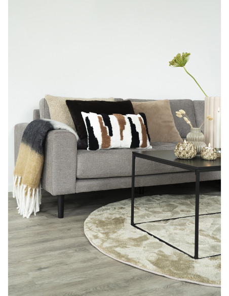 Plaid 130x170 cm laine mélangée dégradé écru noir camel Sintra 