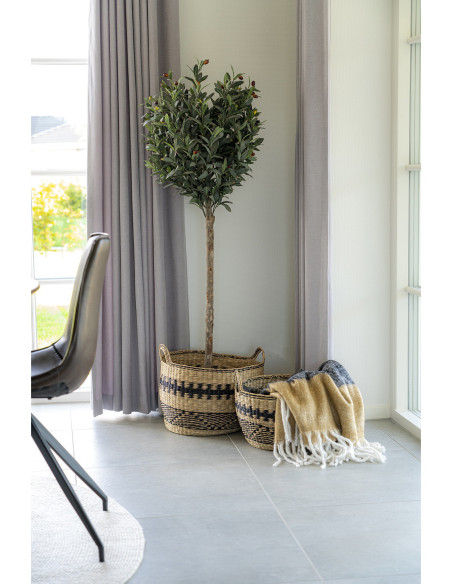 Plaid 130x170 cm laine mélangée dégradé écru noir camel Sintra 