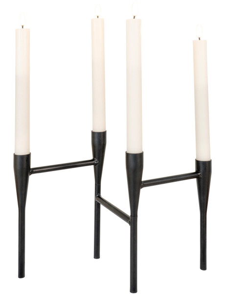 Grand Chandelier design 4 bougies Hauteur 21 cm Métal Noir Candho 