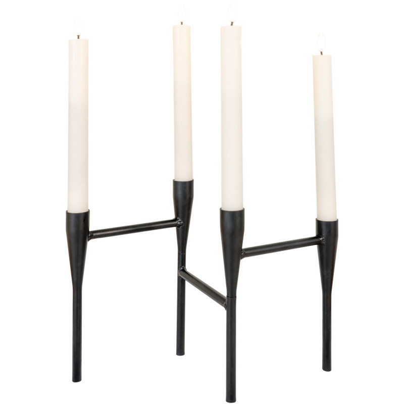 Grand Chandelier design 4 bougies Hauteur 21 cm Métal Noir Candho 