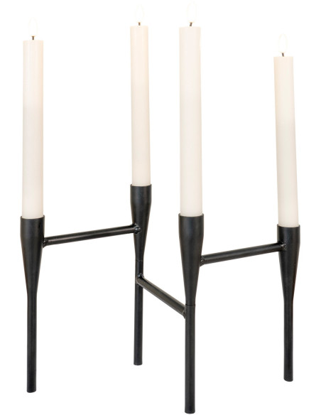 Grand Chandelier design 4 bougies Hauteur 21 cm Métal Noir Candho 