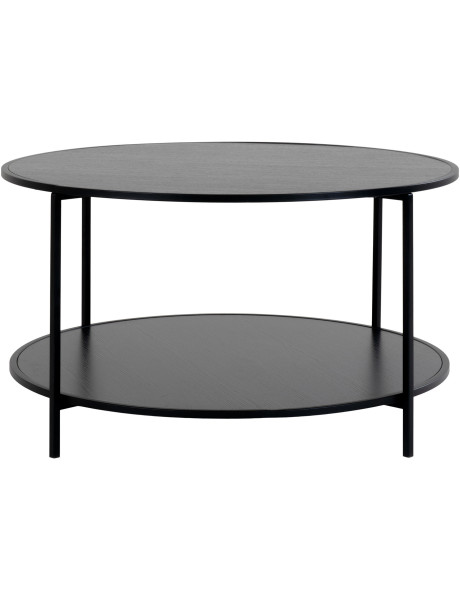 Table basse moderne Ronde 1 étagère Métal Panneau de particules Feuille de mélamine Noir Vita 