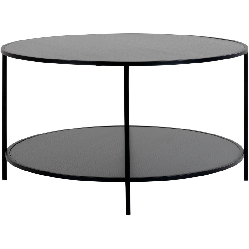 Table basse moderne Ronde 1 étagère Métal Panneau de particules Feuille de mélamine Noir Vita 