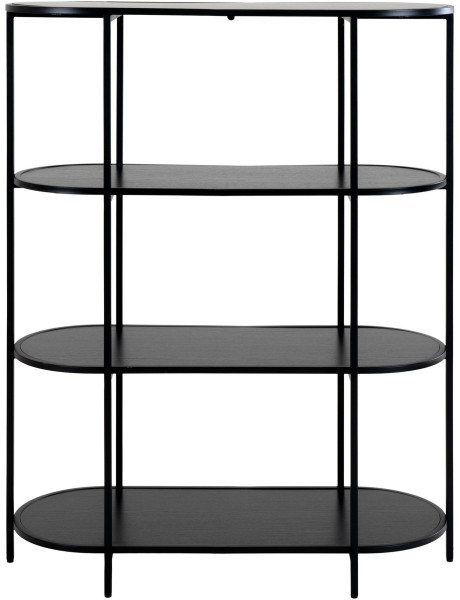 Petite Étagère moderne arrondie 4 niveaux Métal Panneau de particules Feuille de mélamine Noir Vita 