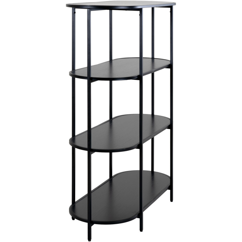Petite Étagère moderne arrondie 4 niveaux Métal Panneau de particules Feuille de mélamine Noir Vita 