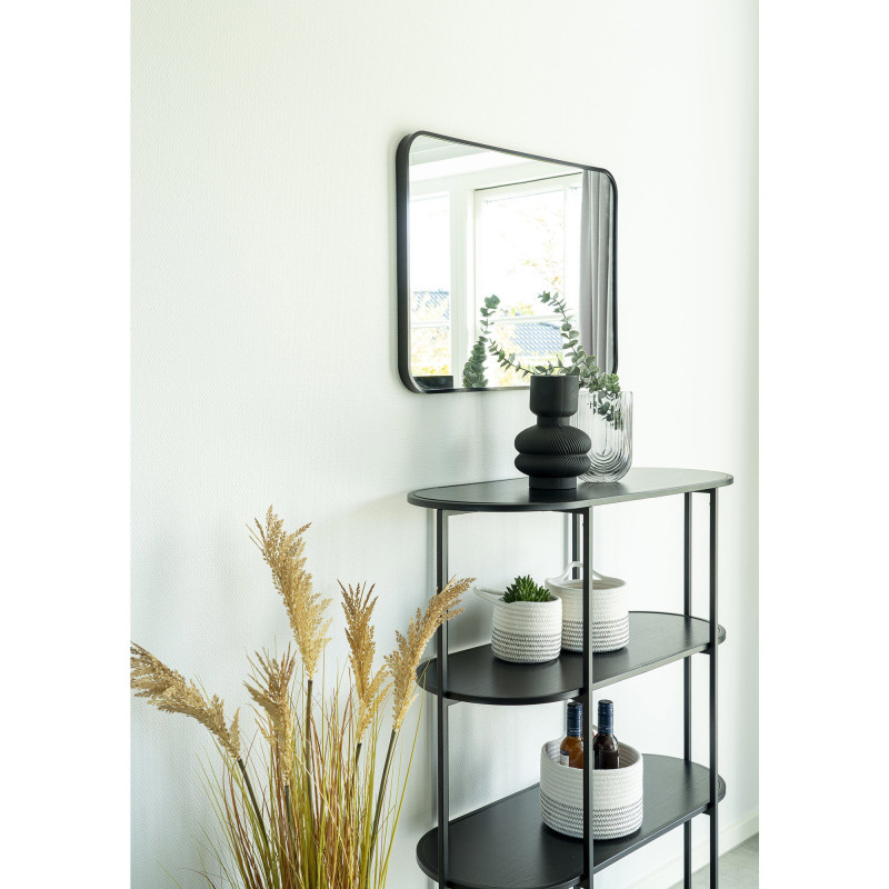 Petite Étagère moderne arrondie 4 niveaux Métal Panneau de particules Feuille de mélamine Noir Vita 