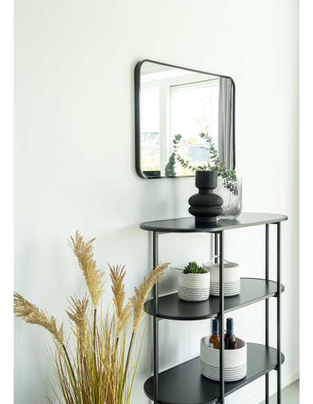 Petite Étagère moderne arrondie 4 niveaux Métal Panneau de particules Feuille de mélamine Noir Vita 