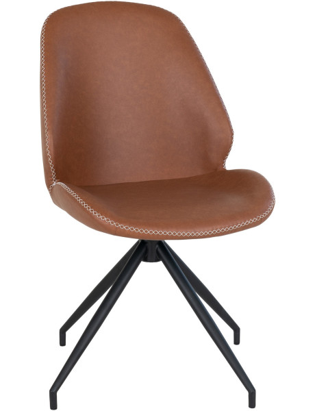 Chaise moderne pivotante Polyuréthane Marron Vieilli Métal Noir Monte Carlo (Lot de 2) 