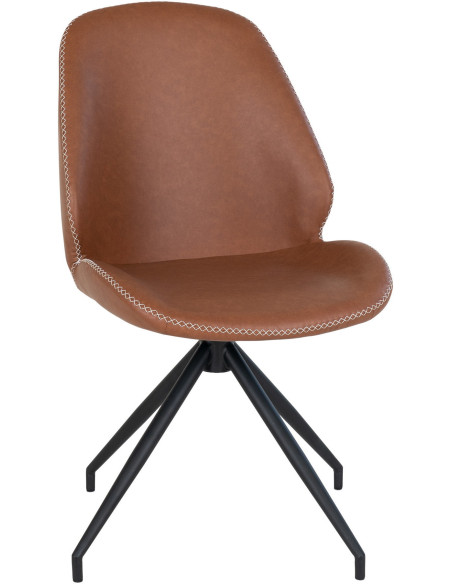 Chaise moderne pivotante Polyuréthane Marron Vieilli Métal Noir Monte Carlo (Lot de 2) 