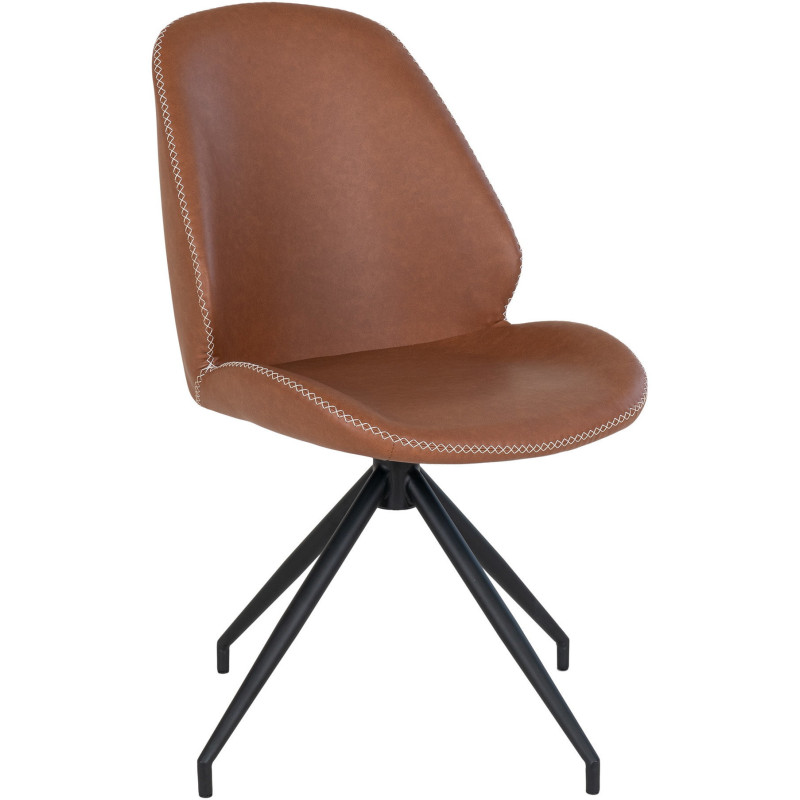 Chaise moderne pivotante Polyuréthane Marron Vieilli Métal Noir Monte Carlo (Lot de 2) 