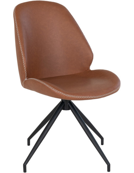 Chaise moderne pivotante Polyuréthane Marron Vieilli Métal Noir Monte Carlo (Lot de 2) 