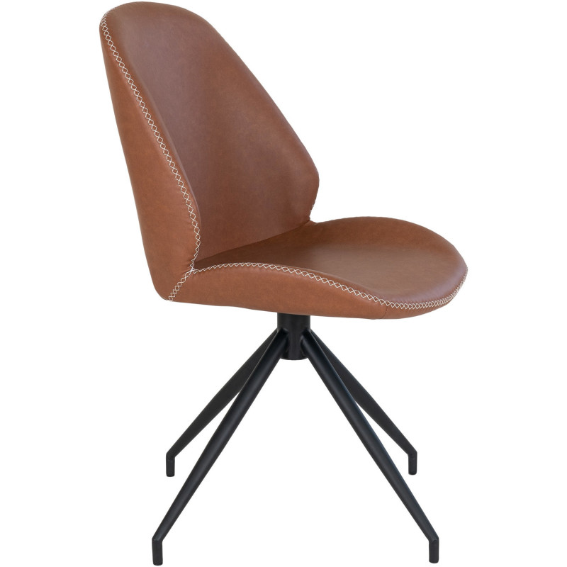 Chaise moderne pivotante Polyuréthane Marron Vieilli Métal Noir Monte Carlo (Lot de 2) 