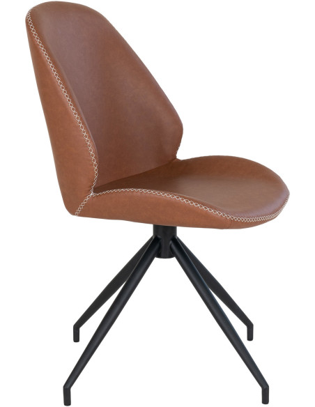 Chaise moderne pivotante Polyuréthane Marron Vieilli Métal Noir Monte Carlo (Lot de 2) 