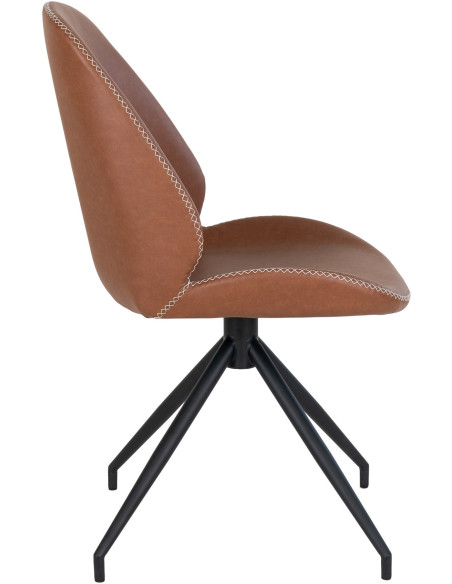 Chaise moderne pivotante Polyuréthane Marron Vieilli Métal Noir Monte Carlo (Lot de 2) 