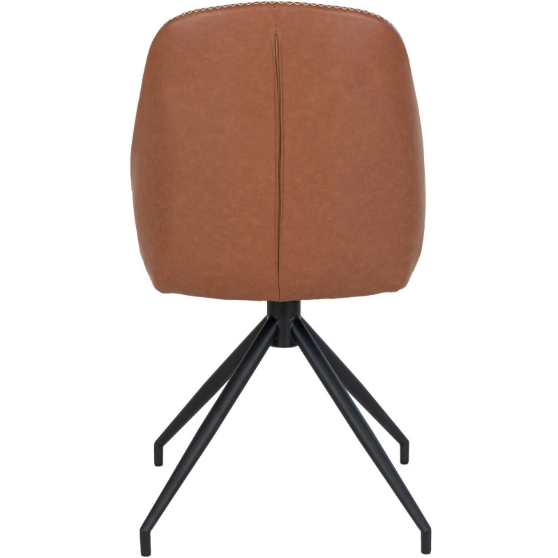 Chaise moderne pivotante Polyuréthane Marron Vieilli Métal Noir Monte Carlo (Lot de 2) 