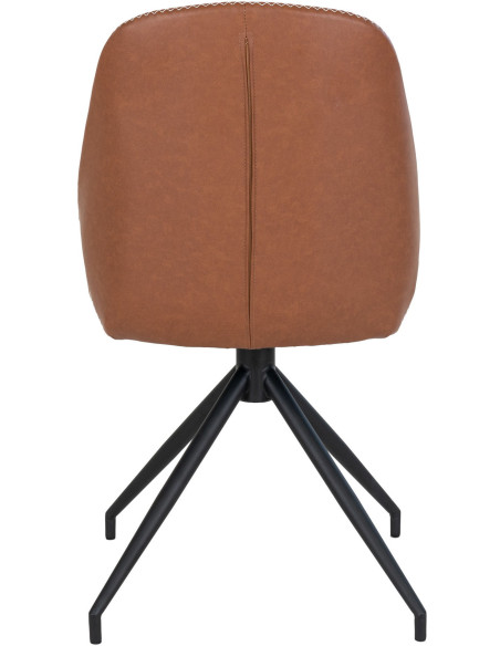 Chaise moderne pivotante Polyuréthane Marron Vieilli Métal Noir Monte Carlo (Lot de 2) 