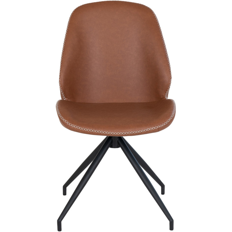 Chaise moderne pivotante Polyuréthane Marron Vieilli Métal Noir Monte Carlo (Lot de 2) 