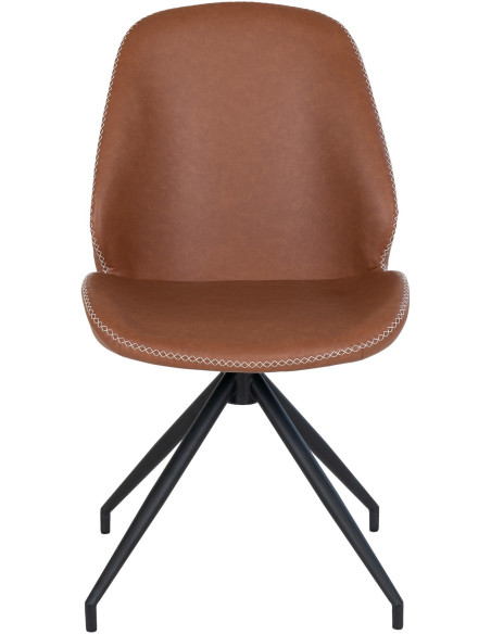 Chaise moderne pivotante Polyuréthane Marron Vieilli Métal Noir Monte Carlo (Lot de 2) 