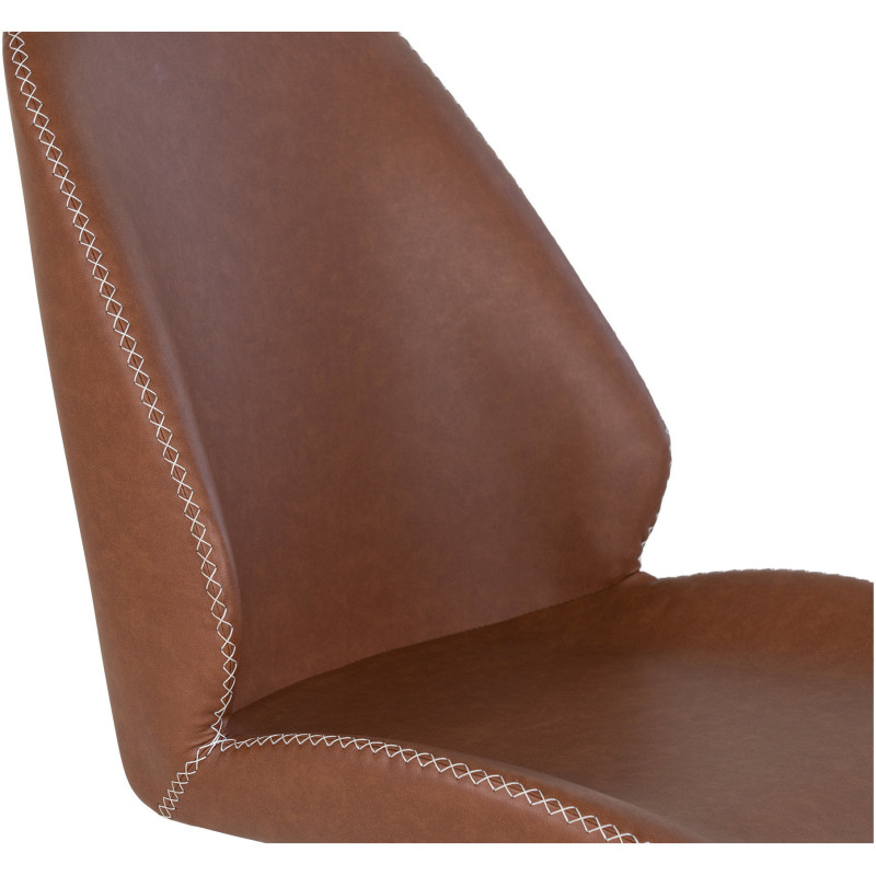 Chaise moderne pivotante Polyuréthane Marron Vieilli Métal Noir Monte Carlo (Lot de 2) 