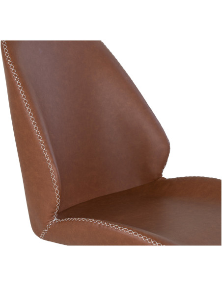 Chaise moderne pivotante Polyuréthane Marron Vieilli Métal Noir Monte Carlo (Lot de 2) 