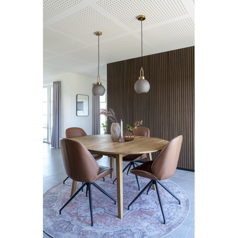 Chaise moderne pivotante Polyuréthane Marron Vieilli Métal Noir Monte Carlo (Lot de 2) 