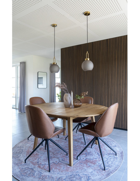 Chaise moderne pivotante Polyuréthane Marron Vieilli Métal Noir Monte Carlo (Lot de 2) 