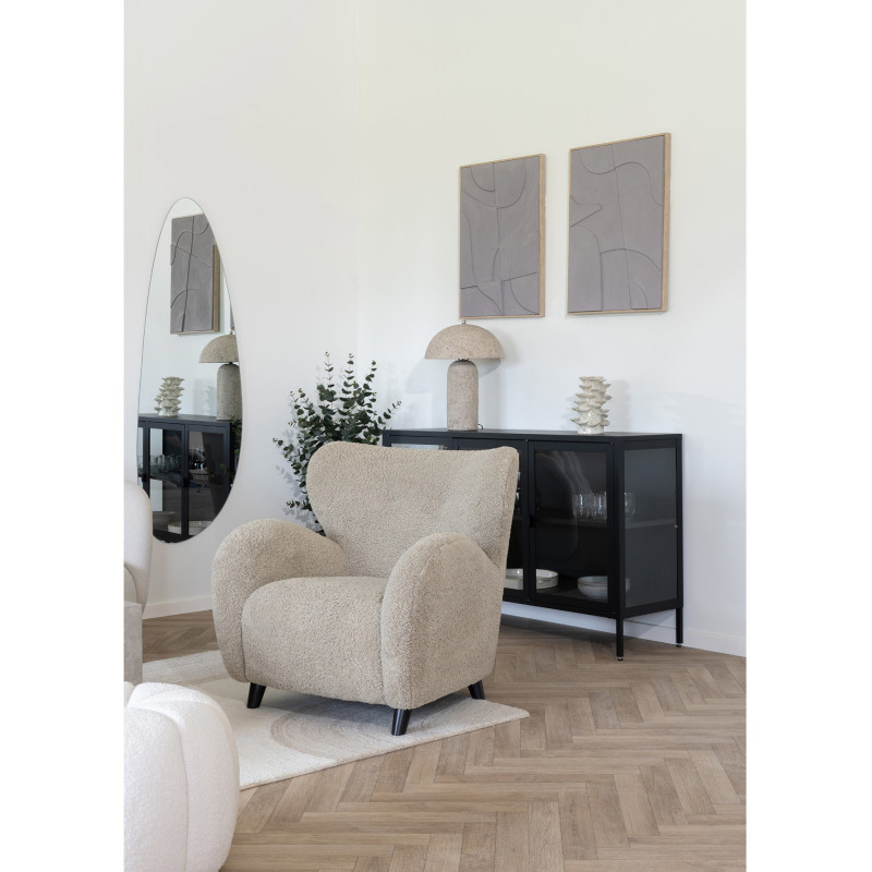 Buffet vitrine 3 portes verre 140 cm métal noir Brisbane 