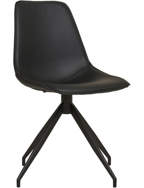 Chaise moderne pivotante Polyuréthane Noir Métal Noir Monaco (Lot de 2) 