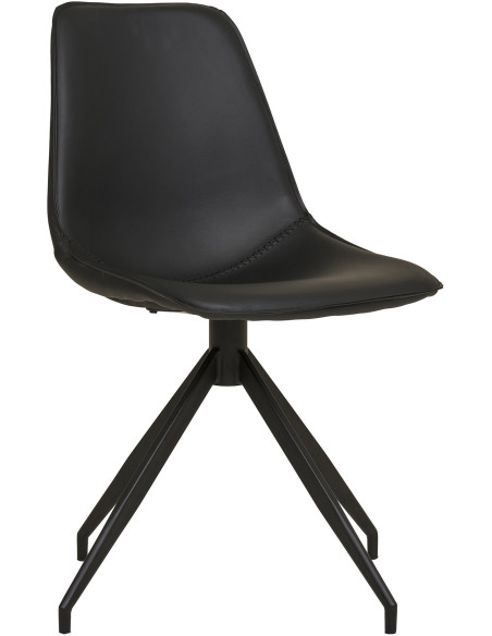 Chaise moderne pivotante Polyuréthane Noir Métal Noir Monaco (Lot de 2) 