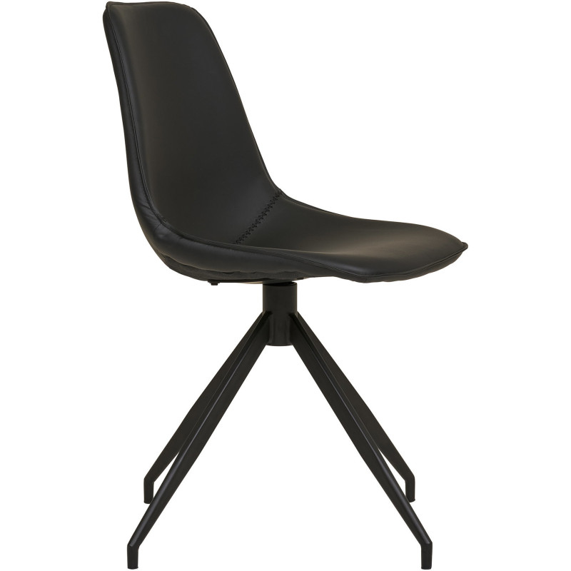 Chaise moderne pivotante Polyuréthane Noir Métal Noir Monaco (Lot de 2) 
