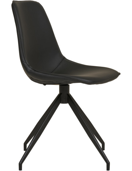 Chaise moderne pivotante Polyuréthane Noir Métal Noir Monaco (Lot de 2) 