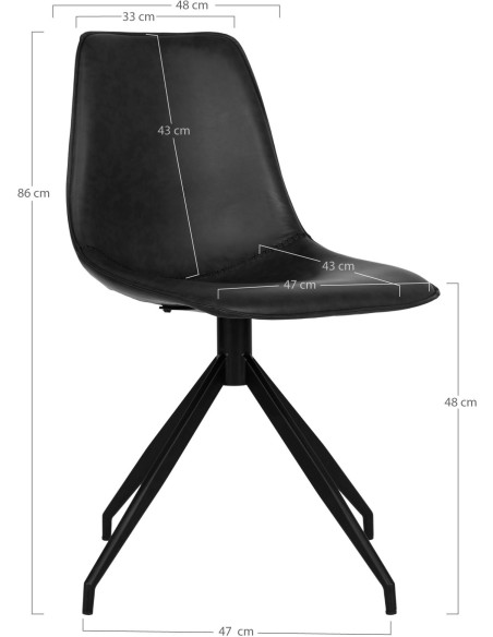 Chaise moderne pivotante Polyuréthane Noir Métal Noir Monaco (Lot de 2) 