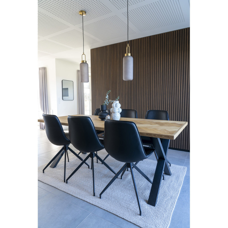 Chaise moderne pivotante Polyuréthane Noir Métal Noir Monaco (Lot de 2) 
