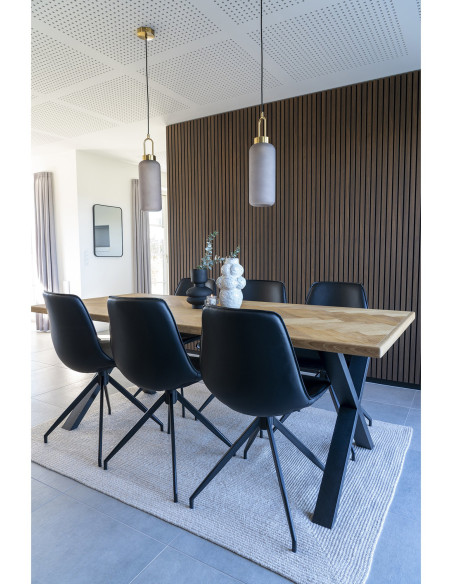 Chaise moderne pivotante Polyuréthane Noir Métal Noir Monaco (Lot de 2) 