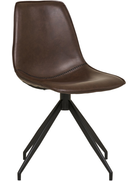 Chaise moderne pivotante Polyuréthane Marron foncé Métal Noir Monaco (Lot de 2) 