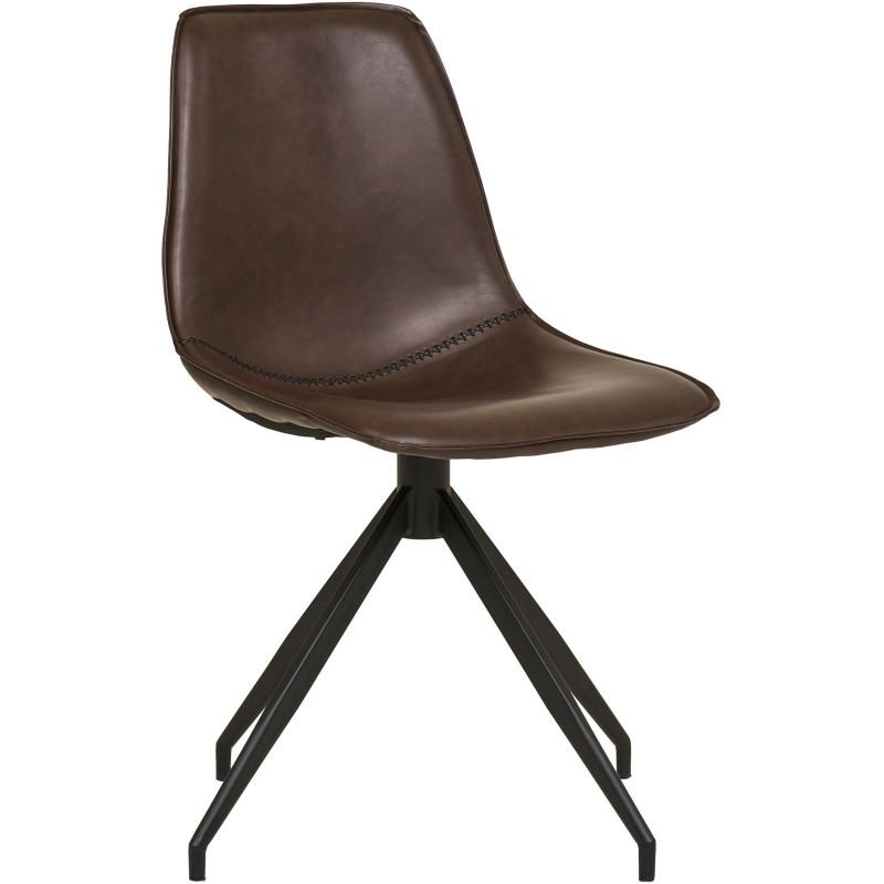 Chaise moderne pivotante Polyuréthane Marron foncé Métal Noir Monaco (Lot de 2) House Nordic - 1