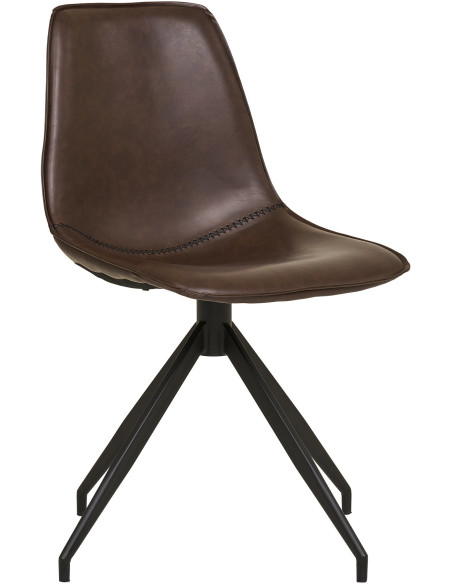 Chaise moderne pivotante Polyuréthane Marron foncé Métal Noir Monaco (Lot de 2) House Nordic - 1